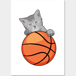 Cat with Basketball Posters and Art